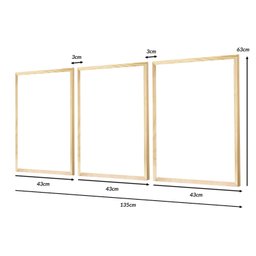 Kit 3 Quadros para Decoração Abstrato Formas Minimalista Moderno Sala Moldura Pinus - 4