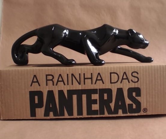Decoração de Luxo - Pantera em Cerâmica Preto Brilhante 37cm - Feita no Brasil - 6