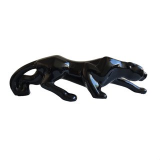 Escultura Gato de Cerâmica Geométrico Preto 17,5cm-Ela Decora