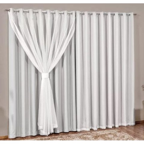 Cortina Blackout com Voil 3,00 x 2,50 Gelo