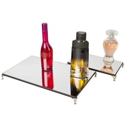 Kit bandeja espelhada com pés metalicos decoração - 4
