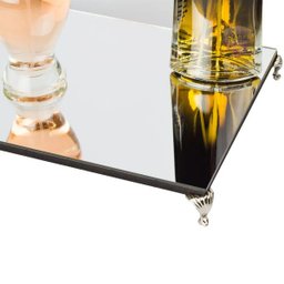 Kit bandeja espelhada com pés metalicos decoração - 2