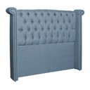 Ver imagem 2 de Conjunto Sienna Cabeceira e Recamier King 195 Cm Linho Azul - LM DECOR