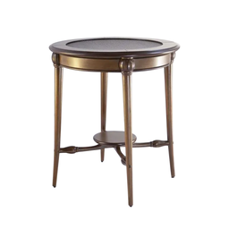 Mesa Lateral de Apoio Império Madeira Mel Redonda 70x79cm Vintage - para Salas - 2