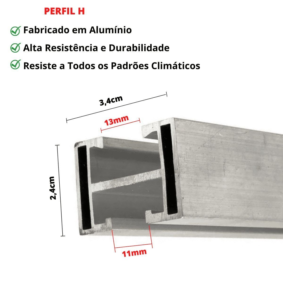 Perfil Barra Trilho + Par de Emenda Fixador Placa Painel Solar Alumínio 1,20 Metros | Perfil Master  - 2
