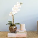 Ver imagem 3 de Arranjo Artificial de Orquídea Branca de Silicone no Vaso Transparente | Linha Permanente