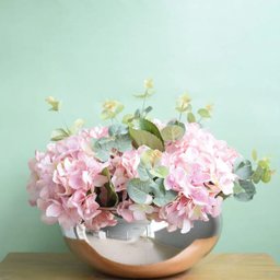 Flores artificiais Arranjo de Hortênsias Rosas no Vaso Rose Gold |Linha permanente Formosinha - 5