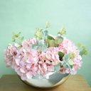 Ver imagem 1 de Flores artificiais Arranjo de Hortênsias Rosas no Vaso Espelhado |Linha permanente Formosinha