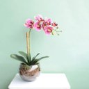 Ver imagem 4 de Arranjo de Orquídea Artificial Rosa no Vaso Transparente| Linha Permanente Formosinha