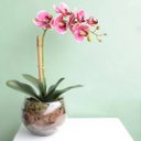 Ver imagem 1 de Arranjo de Orquídea Artificial Rosa no Vaso Transparente| Linha Permanente Formosinha