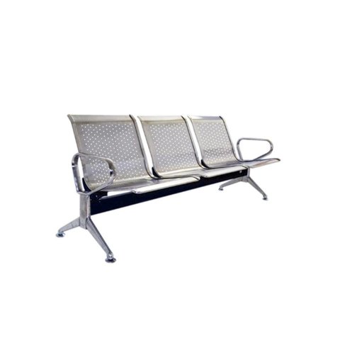 Longarina 3 Lugares Rivatti 180 Cm Em Aço Inox Com Braços Externos