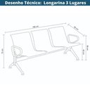 Ver imagem 2 de Longarina 3 Lugares Rivatti 180 Cm Em Aço Inox Com Braços Externos