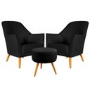Ver imagem 1 de Kit 2 Poltronas Orion com Puff Solar Suede Preto Aradecor