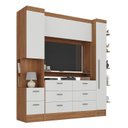 Ver imagem 2 de Quarto Completo Viena 2 Portas 8 Gavetas 3 Peças Espresso Móveis Marrom/Nogal/Branco