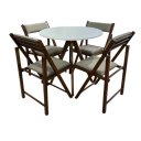 Ver imagem 3 de Conjunto Mesa Redonda 4 Cadeiras Estofadas Castanho