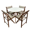 Ver imagem 1 de Conjunto Mesa Redonda 4 Cadeiras Estofadas Castanho