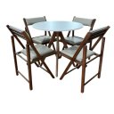 Ver imagem 2 de Conjunto Mesa Redonda 4 Cadeiras Estofadas Castanho