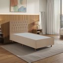 Ver imagem 2 de Kit Cama Box Solteiro e Cabeceira em Madeira Maciça Espresso Móveis Bege/Dourado