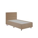 Ver imagem 1 de Kit Cama Box Solteiro e Cabeceira em Madeira Maciça Espresso Móveis Bege/Dourado