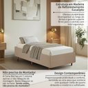 Ver mais imagens de Kit Cama Box Solteiro e Cabeceira em Madeira Maciça Espresso Móveis Bege/Dourado