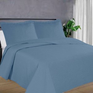 Kit Colcha Queen 3 Peças Cobreleito Bouti Habitat Flora 240x260cm Azul Claro