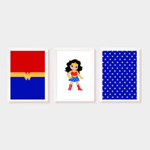 Kit Três Quadros Mulher Maravilha KID