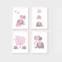 Ver imagem 1 de Kit Quatro Quadros Elefantes e Natureza Rosa
