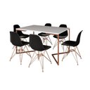 Ver imagem 5 de Mesa Jantar Industrial Retangular 137X90Cm Branca Base V Com 6 Cadeiras Pretas Base Cob Cor: Branco