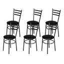 Ver imagem 1 de Jogo 6 Cadeiras para Cozinha Epoxi Craqueada Assento Estofado Lamar Design Preto