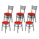 Ver imagem 5 de Jogo 6 Cadeiras para Cozinha Epoxi Craqueada Assento Estofado Lamar Design Preto