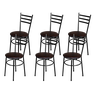 Jogo 6 Cadeiras para Cozinha Epoxi Craqueada Assento Estofado Lamar Design Preto - 6