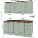 Ver imagem 4 de Cozinha Modulada 4 Peças com 2 Aéreos e 2 Balcões 100% MDF Portas Americanas Provençal Iluminata Verde/Mint/Ébano Fosco