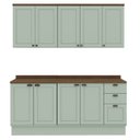 Ver imagem 3 de Cozinha Modulada 4 Peças com 2 Aéreos e 2 Balcões 100% MDF Portas Americanas Provençal Iluminata Verde/Mint/Ébano Fosco
