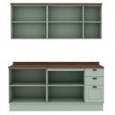 Ver imagem 5 de Cozinha Modulada 4 Peças com 2 Aéreos e 2 Balcões 100% MDF Portas Americanas Provençal Iluminata Verde/Mint/Ébano Fosco