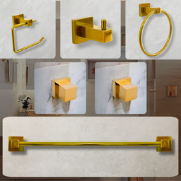 Kit Banheiro Quadrado Dourado Inox + 2 Acabamento Registro:dourado - 9