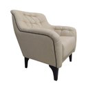Ver imagem 4 de 02 Poltronas Decorativas em Linho Bege Claro com Tachas e Pés de Madeira Maciça Shaula Harmônica