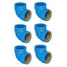 Kit 6 Joelho Cotovelo 90º Pvc Rosca Latão 32mmx3/4'' Azul - 1