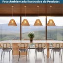 Ver mais imagens de Kit 4 Cadeiras Toscana Fratini Estrutura Aço Preto Encosto Madeira Tela Rattan Assento Tecido Cinza