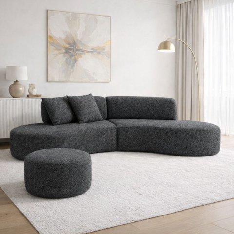Sofá Estopar Virginia 2 Metros com Puff Bouclé para Sala