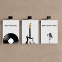 Ver imagem 2 de Kit 3 Quadro Decorativo Musica Clássica Retro Disco Moderno 28x20cm