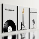 Ver imagem 1 de Kit 3 Quadro Decorativo Musica Clássica Retro Disco Moderno 28x20cm