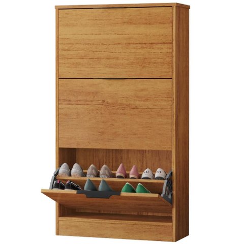 Sapateira Multiuso 3 Gavetas Basculantes 120x65 cm Aurora Cedro Rudk