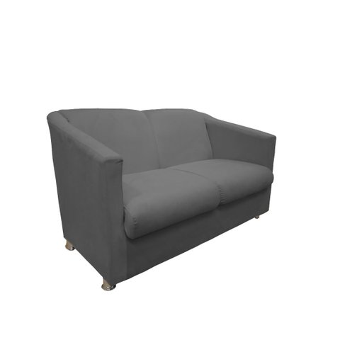 Namoradeira Decorativa Biane Suede Cinza 2 Lugares Pés Cromado Ms Decor