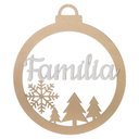 Ver imagem 1 de Enfeite Natal Família Mdf Dourado e Branco 25x21cm