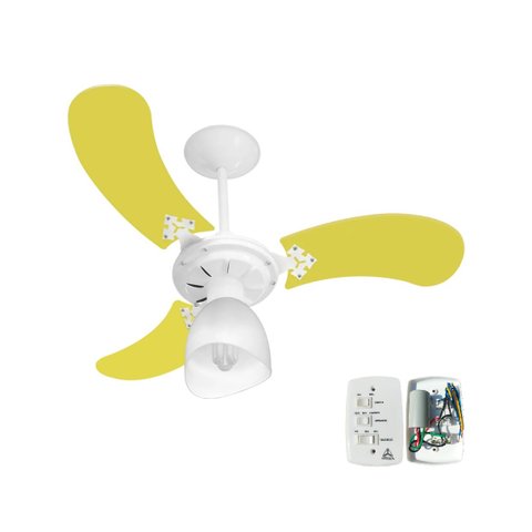 Ventilador Teto Super Baby Colors 3 Pás Mdf Branco/amarelo 110v Venti-delta