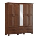 Ver imagem 2 de Guarda Roupa Casal Com Espelho Madeira Maciça 2233 Ouro Café FNT