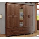 Ver imagem 1 de Guarda Roupa Casal Com Espelho Madeira Maciça 2233 Ouro Café FNT