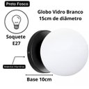 Ver imagem 2 de Luminária 15cm Globo Vidro Jabuticaba Arandela Parede Teto Gimpo Kjgd-082-preto