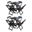 Ver imagem 1 de Kit 2 Conjuntos de Mesa com 4 Cadeiras de Madeira Dobrável 70x70 Tabaco