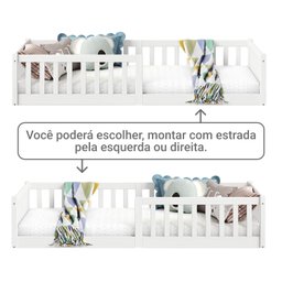 Cama Montessoriana Infantil Branco Grades de Proteção Lateral Gustavo - 5